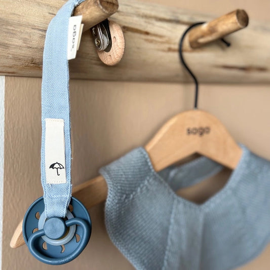 Knitted Bib - Light Blue